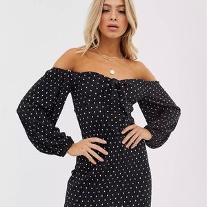 Polka Dot Tie Front Plisse Mini NWT